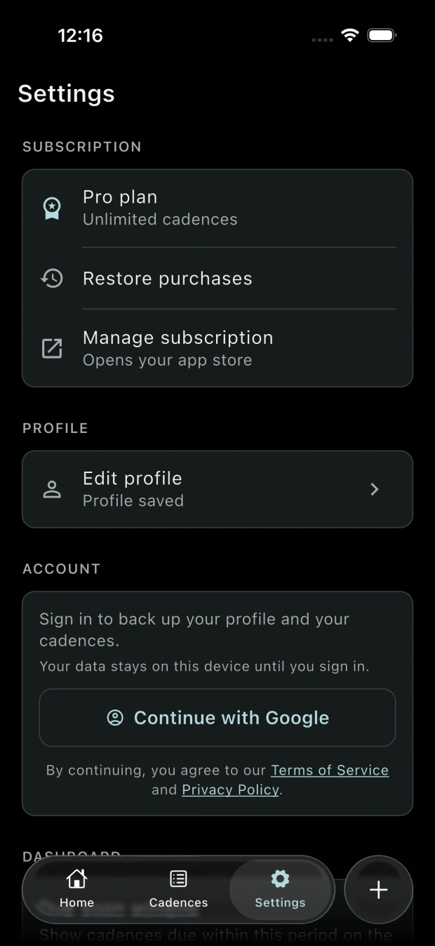 Pro features available offline with no sign-in