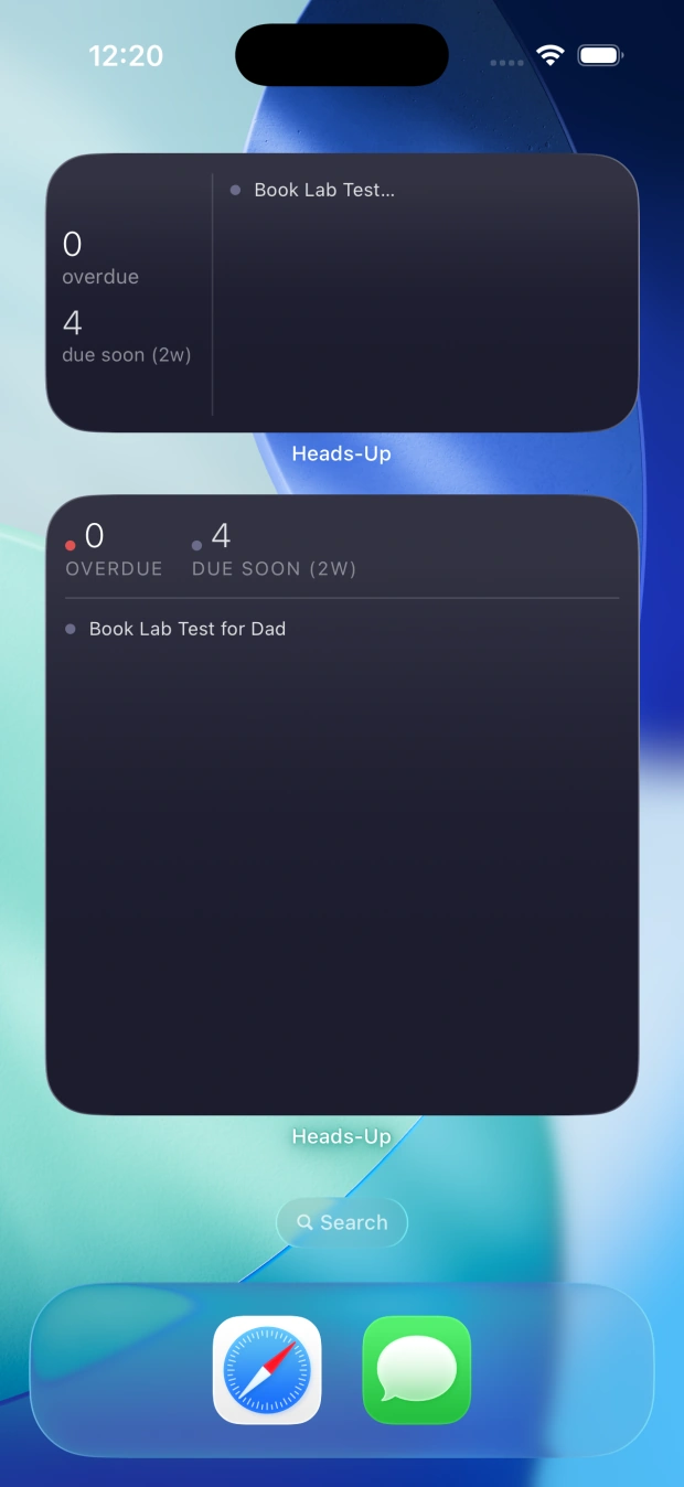 Home-screen widget showing what's next